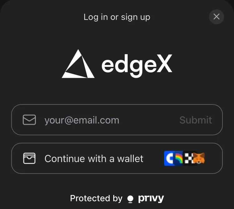 edgeXにメールアドレスを入力